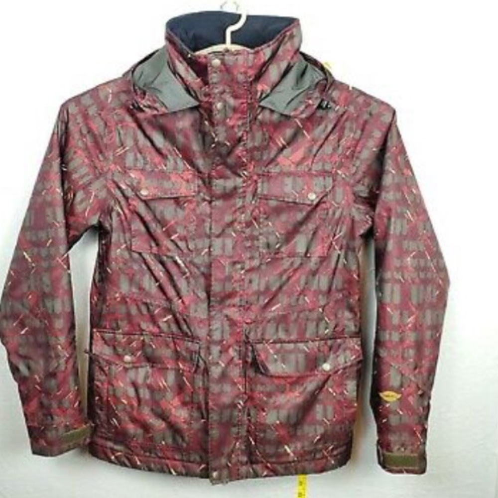New Sims Tech Rider Snowboard Maroon Hooded Ski Jacket Coat